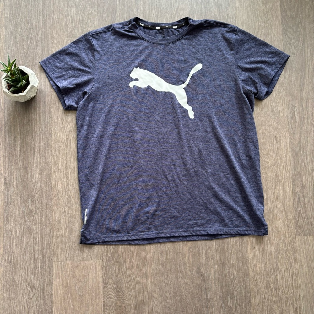 Puma Blue/Grey Logo Short-Sleeve T-Shirt